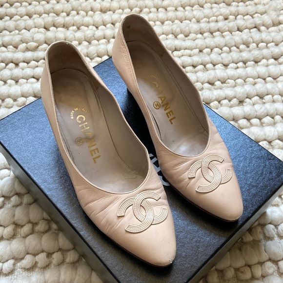 Shoes - SOLD Chanel Nude Low Heel Pumps
